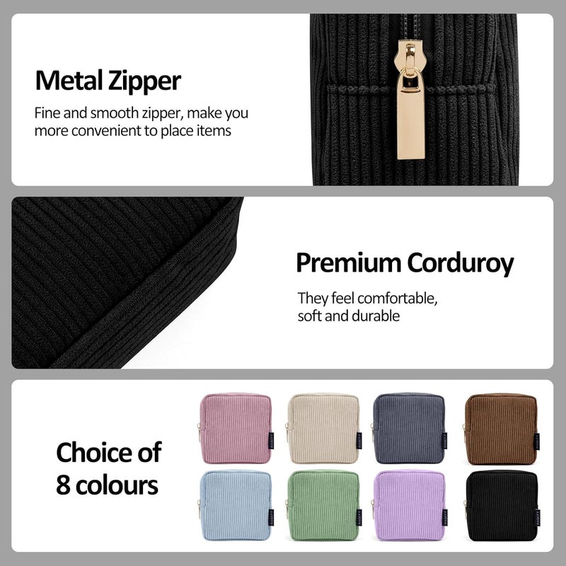 MAGEFY Small Makeup Bag for Purse Mini Cosmetics Bag Corduroy Cute Cosmetic Pouch for Women with Slip-in Pockets - Image 3